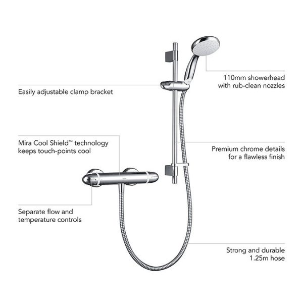 Mira Coda Pro EV Thermostatic Bar Shower Mixer   Chrome - Image 3