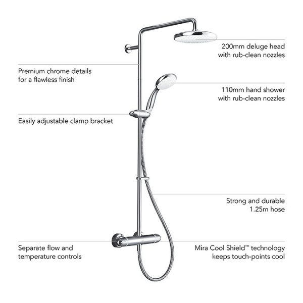 Mira Coda Pro ERD Thermostatic Bar Shower Mixer   Chrome - Image 3