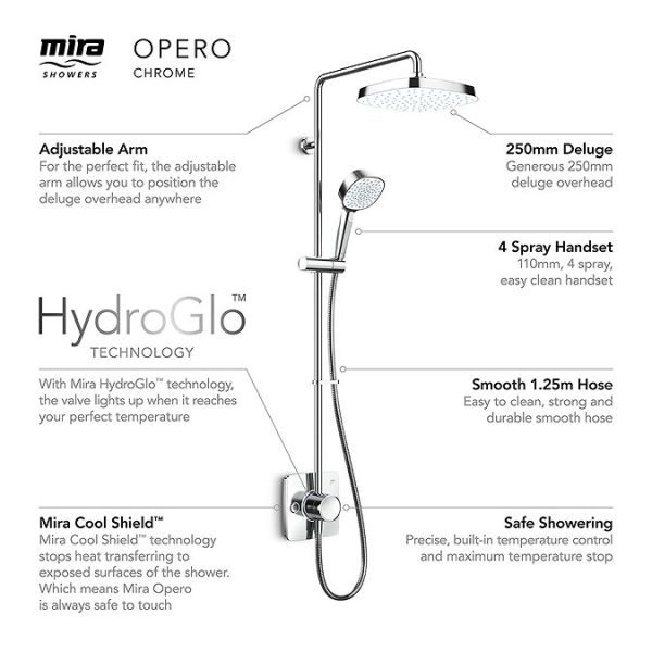 Mira Opero Dual Chrome Thermostatic Mixer Shower - Image 3