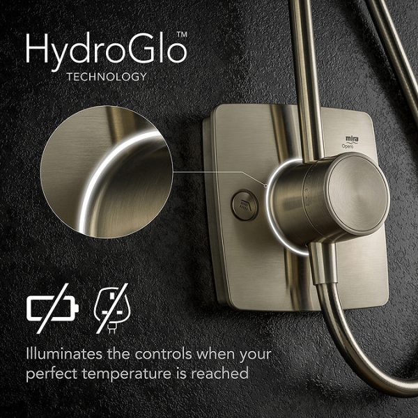 Mira Opero Dual Brushed Nickel Thermostatic Mixer Shower - Image 4