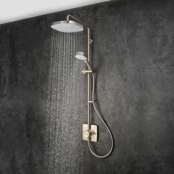 Mira Opero Dual Brushed Nickel Thermostatic Mixer Shower