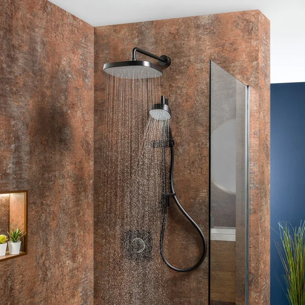 Mira Evoco Dual Outlet Matt Black Thermostatic Mixer Shower