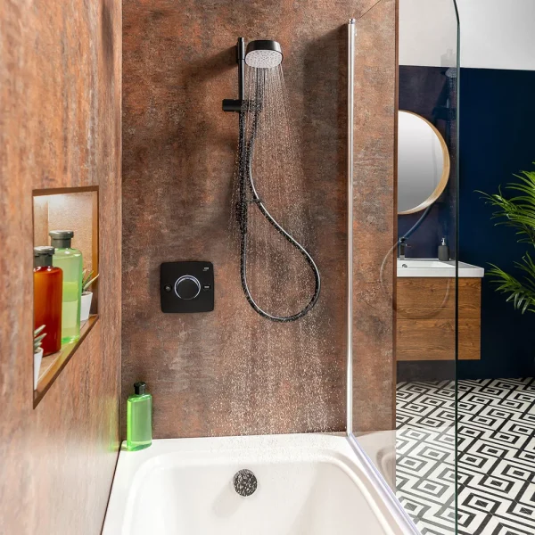 Mira Evoco Dual Outlet Matt Black Thermostatic Mixer Shower with Bathfill