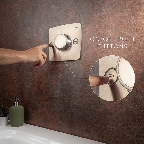 Mira Evoco Dual Outlet Brushed Nickel Thermostatic Mixer Shower with Bathfill - Image 7