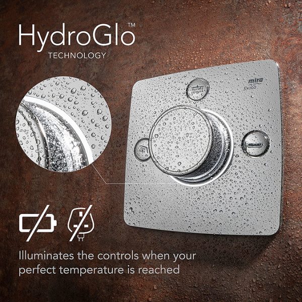 Mira Evoco Triple Outlet Chrome Thermostatic Mixer Shower with Bathfill - Image 6