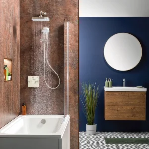 Mira Evoco Triple Outlet Brushed Nickel Thermostatic Mixer Shower with Bathfill