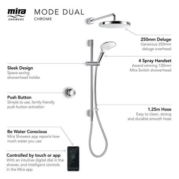 Mira Mode Dual Rear Fed Digital Shower   Pumped - Image 3