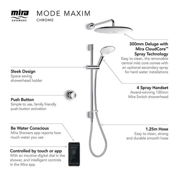 Mira Mode Maxim Rear Fed Digital Shower   Pumped - Image 3
