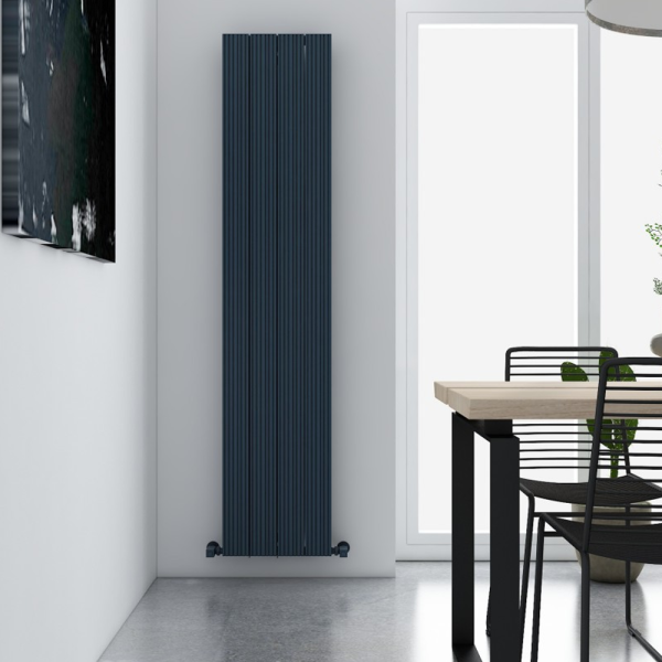 Carisa Monza Double Panel Textured Anthracite Aluminum Radiator 1800 x 375mm