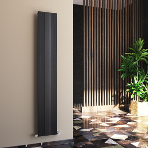 Carisa Monza Single Panel Textured Black Aluminum Radiator 1800 x 280mm