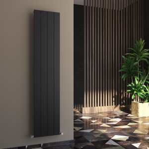 Carisa Monza Single Panel Textured Black Aluminum Radiator 1800 x 375mm
