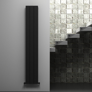 Carisa Nemo Double Panel Textured Black Aluminum Radiator 1800 x 280mm