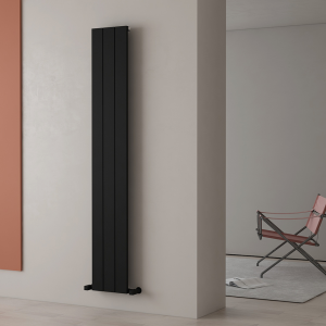 Carisa Nemo Single Panel Textured Black Aluminum Radiator 1800 x 280mm