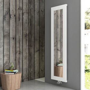 Carisa Quadro Textured White Aluminum Radiator with Mirror 1800 x 470mm