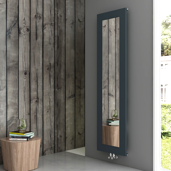 Carisa Quadro Textured Anthracite Aluminum Radiator with Mirror 1800 x 470mm
