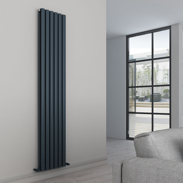 Carisa Tallis Double Panel Textured Anthracite Aluminum Radiator 1800 x 350mm