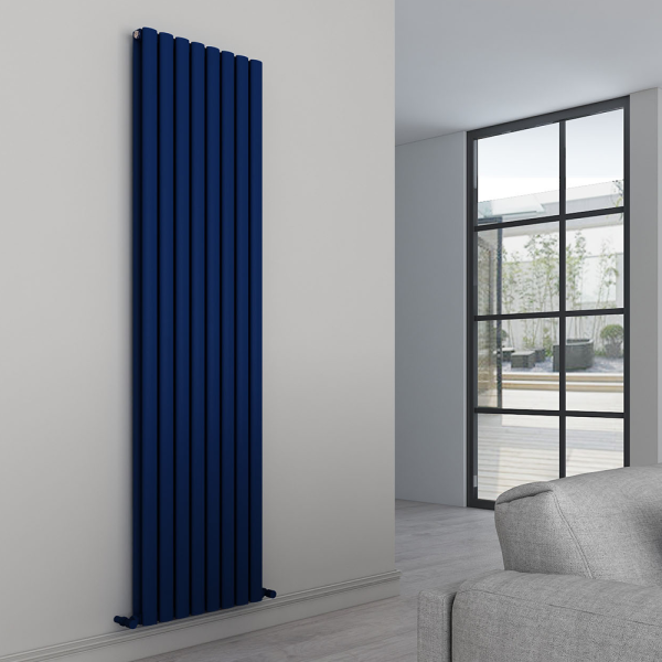Carisa Tallis Double Panel Textured Navy Blue Aluminum Radiator 1800 x 470mm