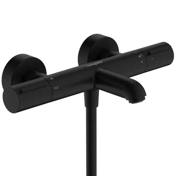 hansgrohe Ecostat Element Thermostatic Exposed Bath Shower Mixer   Matt Black
