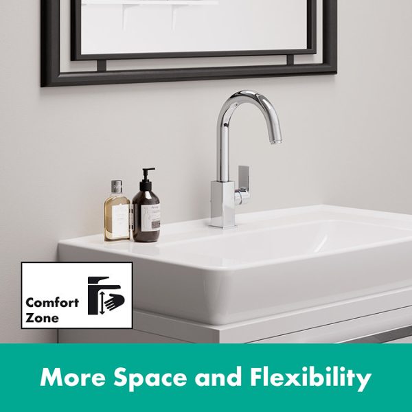 hansgrohe Vernis Shape Single Lever Basin Mixer with Swivel Spout and Pop up Waste - Image 2