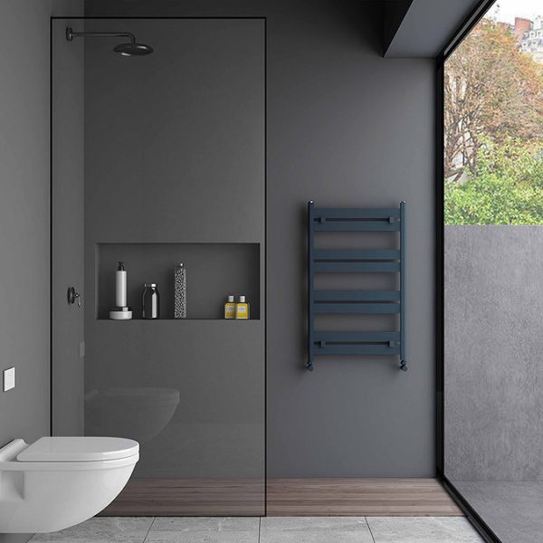 Carisa Ligne Textured Anthracite Heated Towel Rail 805 x 480mm - Image 3