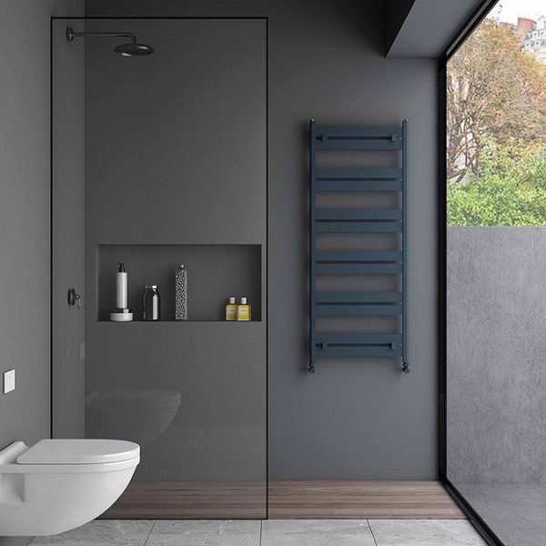 Carisa Ligne Textured Anthracite Heated Towel Rail 1225 x 480mm - Image 3