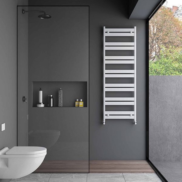 Carisa Ligne Textured White Heated Towel Rail 1435 x 480mm - Image 3