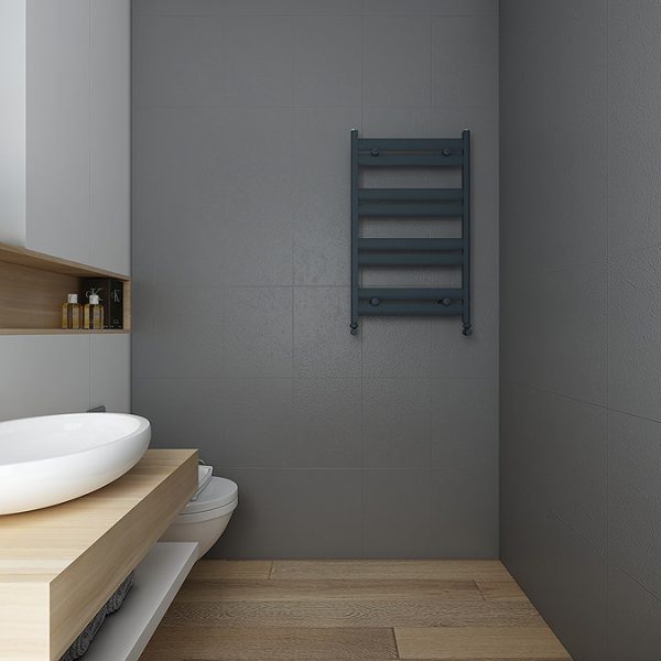 Carisa Soleil Textured Anthracite Heated Towel Rail 805 x 480mm - Image 3