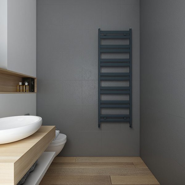 Carisa Soleil Textured Anthracite Heated Towel Rail 1435 x 480mm - Image 3