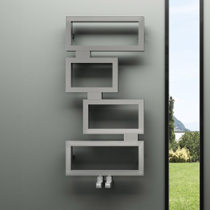 Carisa Clash Brushed Stainless Steel Heated Towel Rail 920 x 450mm