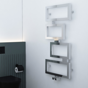 Carisa Clash Polished Stainless Steel Heated Towel Rail 920 x 450mm