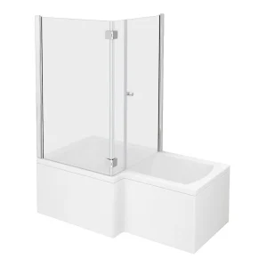 Milan Shower Bath Enclosure   1600mm L Shaped incl. Hinged Screen + Panel