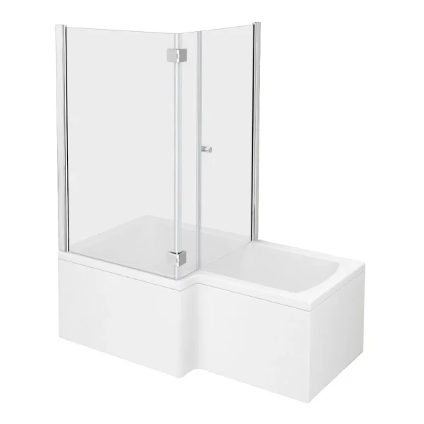 Milan Shower Bath Enclosure   1600mm L Shaped incl. Hinged Screen + Panel