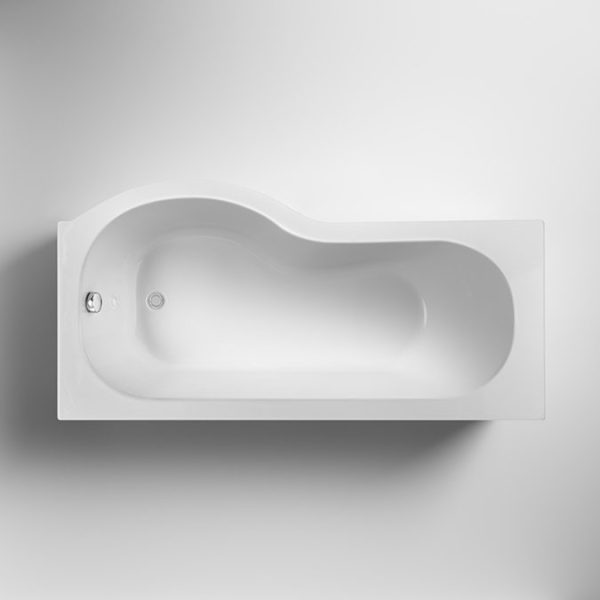 Cruze P Shaped Shower Bath   1700mm with Hinged Screen & Panel - Image 3