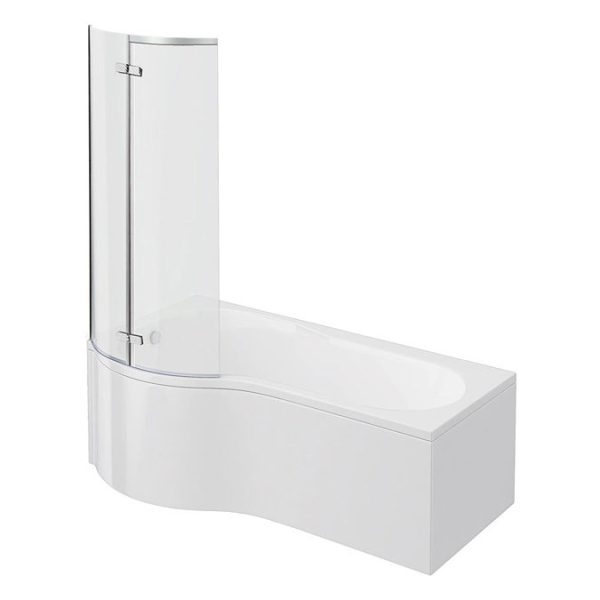 Cruze P Shaped Shower Bath   1700mm with Hinged Screen & Panel - Image 4