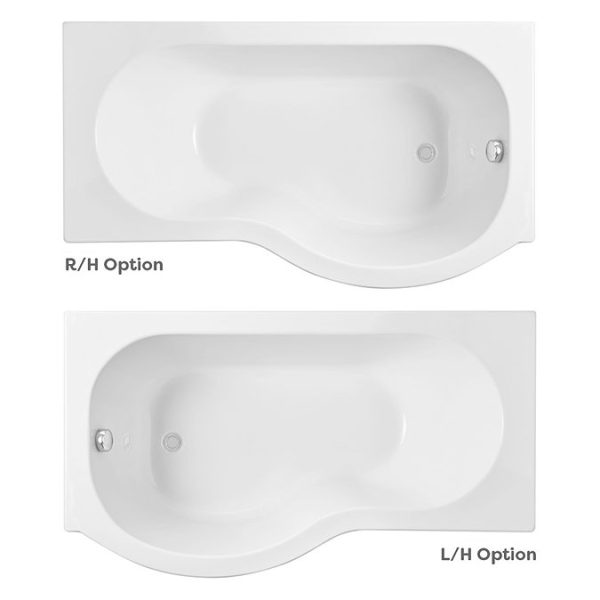Cruze P Shaped Shower Bath   1700mm with Hinged Screen & Panel - Image 5