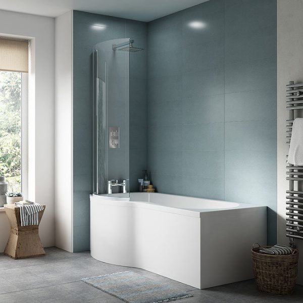 Cruze P Shaped Shower Bath   1700mm with Screen + Panel - Image 8