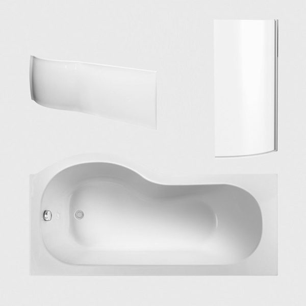 Cruze P Shaped Shower Bath   1700mm with Screen + Panel - Image 4