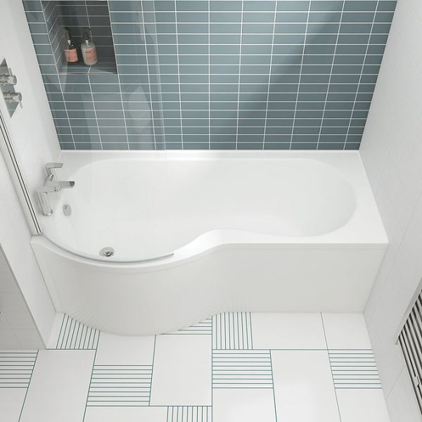 Cruze P Shaped Shower Bath   1700mm with Screen + Panel - Image 2