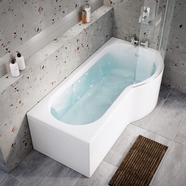 Cruze P Shaped Shower Bath   1700mm with Screen + Panel - Image 7
