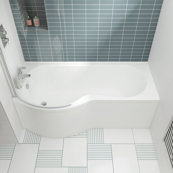 Cruze P Shaped Shower Bath   1700mm incl. Screen with Rail + Panel - Image 6