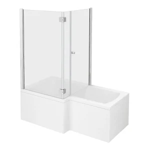 Milan Shower Bath Enclosure   1700mm L Shaped incl. Hinged Screen + Panel