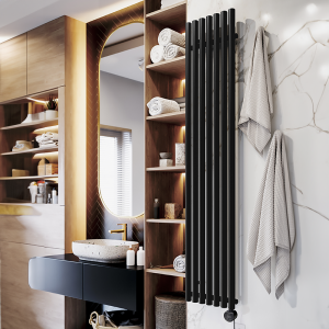 Terma Rolo Room E (Wi Fi Controlled) H1800 X W370mm Heban Black Electric Radiator with 0.8kw VEO Heating Element