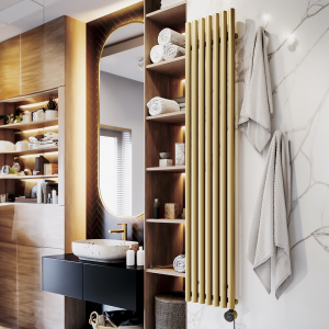 Terma Rolo Room E (Wi Fi Controlled) H1800 X W370mm Brass Electric Radiator with 0.8kw VEO Heating Element