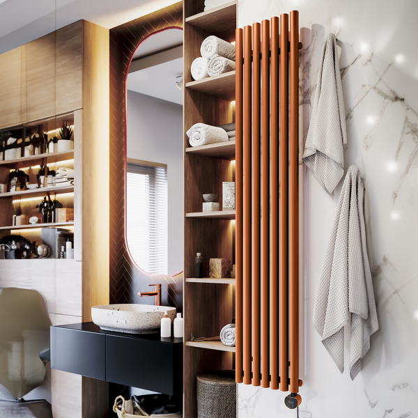 Terma Rolo Room E (Wi Fi Controlled) H1800 X W370mm Modern True Copper Radiator with 0.8kw VEO Heating Element