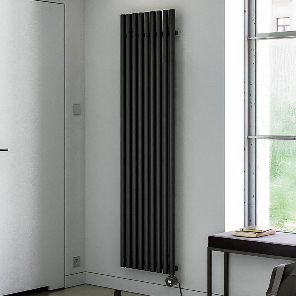 Terma Rolo Room E (Wi Fi Controlled) H1800 X W480mm Heban Black Electric Radiator with 1kw VEO Heating Element