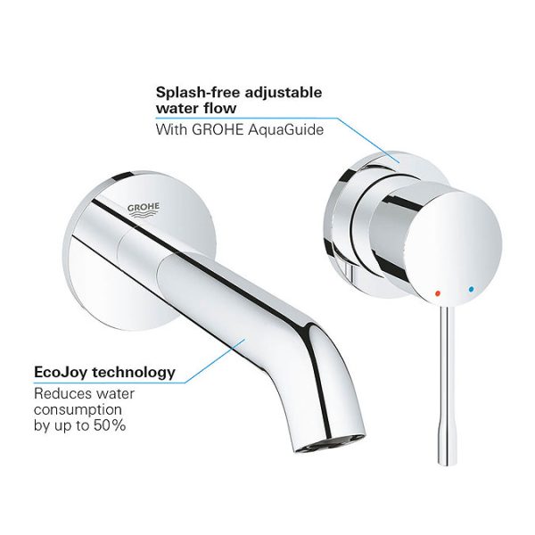 Grohe Essence Wall Mounted Basin Mixer Tap   Chrome - Image 10