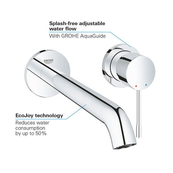 Grohe Essence Wall Mounted 2 Hole Basin Mixer L Size   Chrome - Image 10