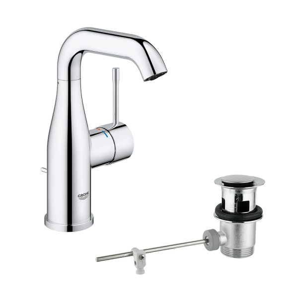 Grohe Essence M Size Mono Basin Mixer with Pop up Waste   Chrome
