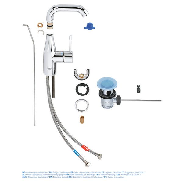 Grohe Essence M Size Mono Basin Mixer with Pop up Waste   Chrome - Image 10