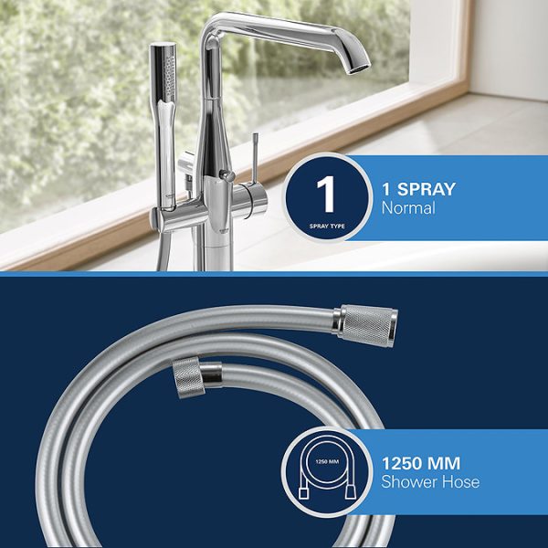Grohe Essence Floor Mounted Bath Shower Mixer   Chrome - Image 6
